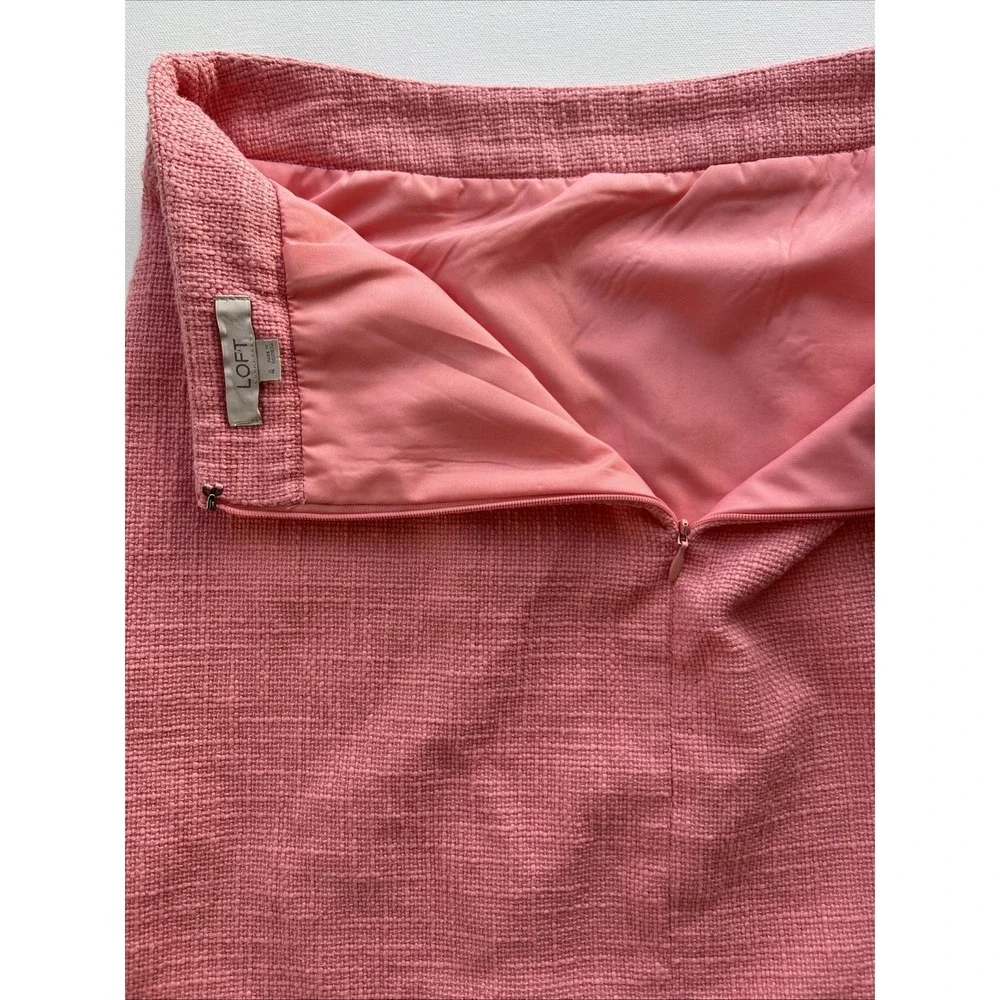 Ann Taylor Skirt LOFT Womens 4 Pink Lace Mini Lined Patch Pocket Feminine Chic